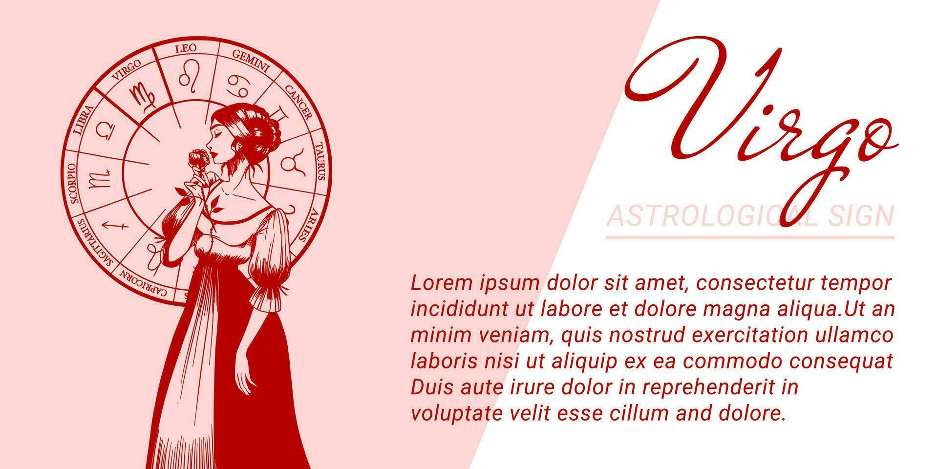 Vektor Banner oder Vorlage mit schön Frau. Konzepte von Tierkreis, astrologisch unterzeichnen.