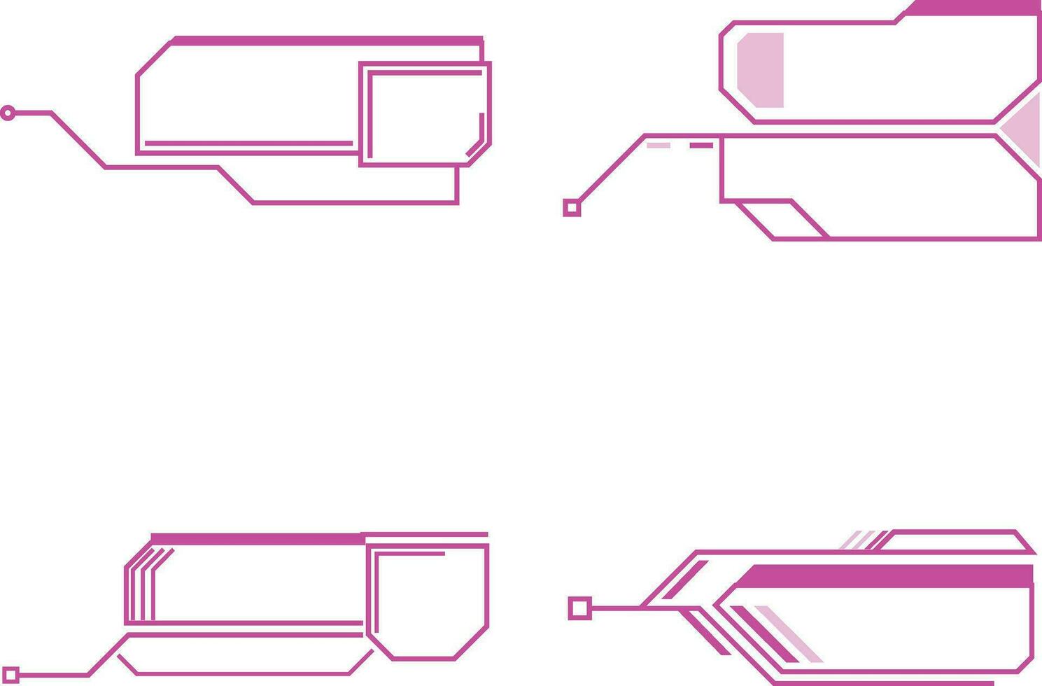 hud aufbieten, ausrufen, zurufen Titel mit Schnittstelle Design. Vektor Illustration Satz.