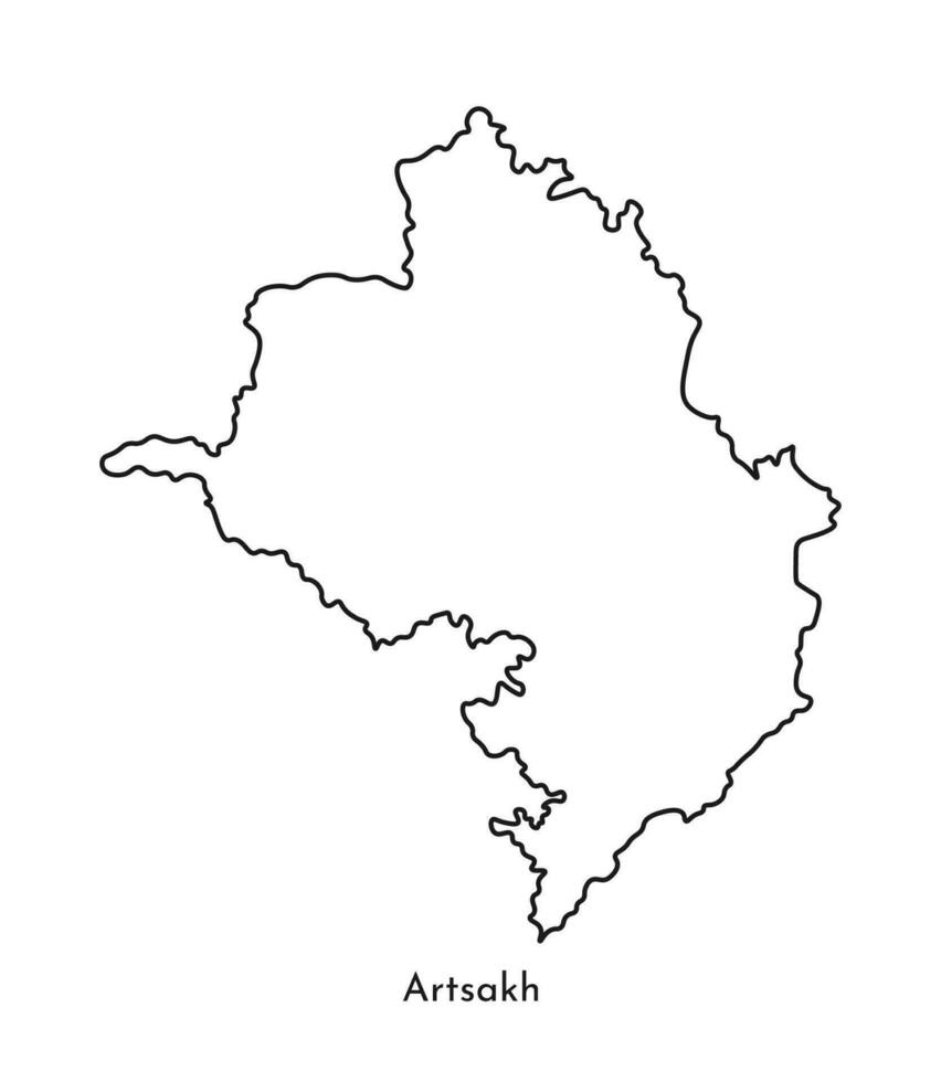 Vektor isoliert vereinfacht Illustration Symbol mit schwarz Linie Silhouette von artsakh Karte, Nagorno Karabach Republik. Weiß Hintergrund.