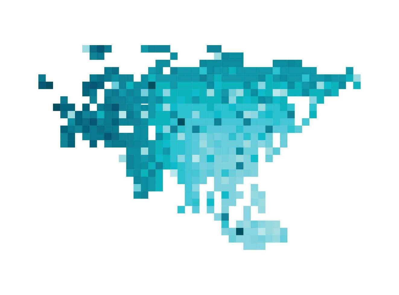 Vektor isoliert geometrisch Illustration mit vereinfacht eisig Blau Silhouette von Eurasien Kontinent Karte. Pixel Kunst Stil zum nft Vorlage. gepunktet Logo mit Gradient Textur auf Weiß Hintergrund
