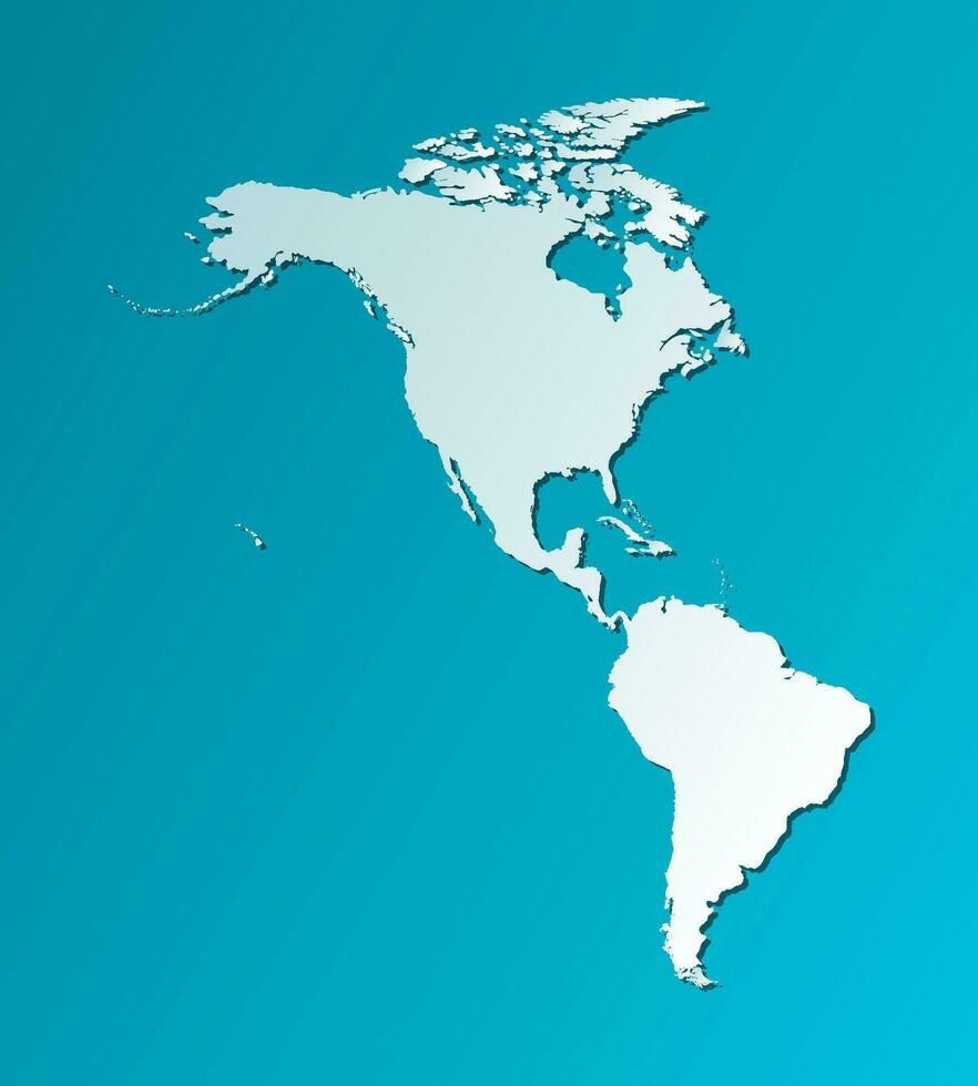 vektor illustration med Karta av norr och söder Amerika kontinent. blå silhuetter, mörk blå bakgrund.