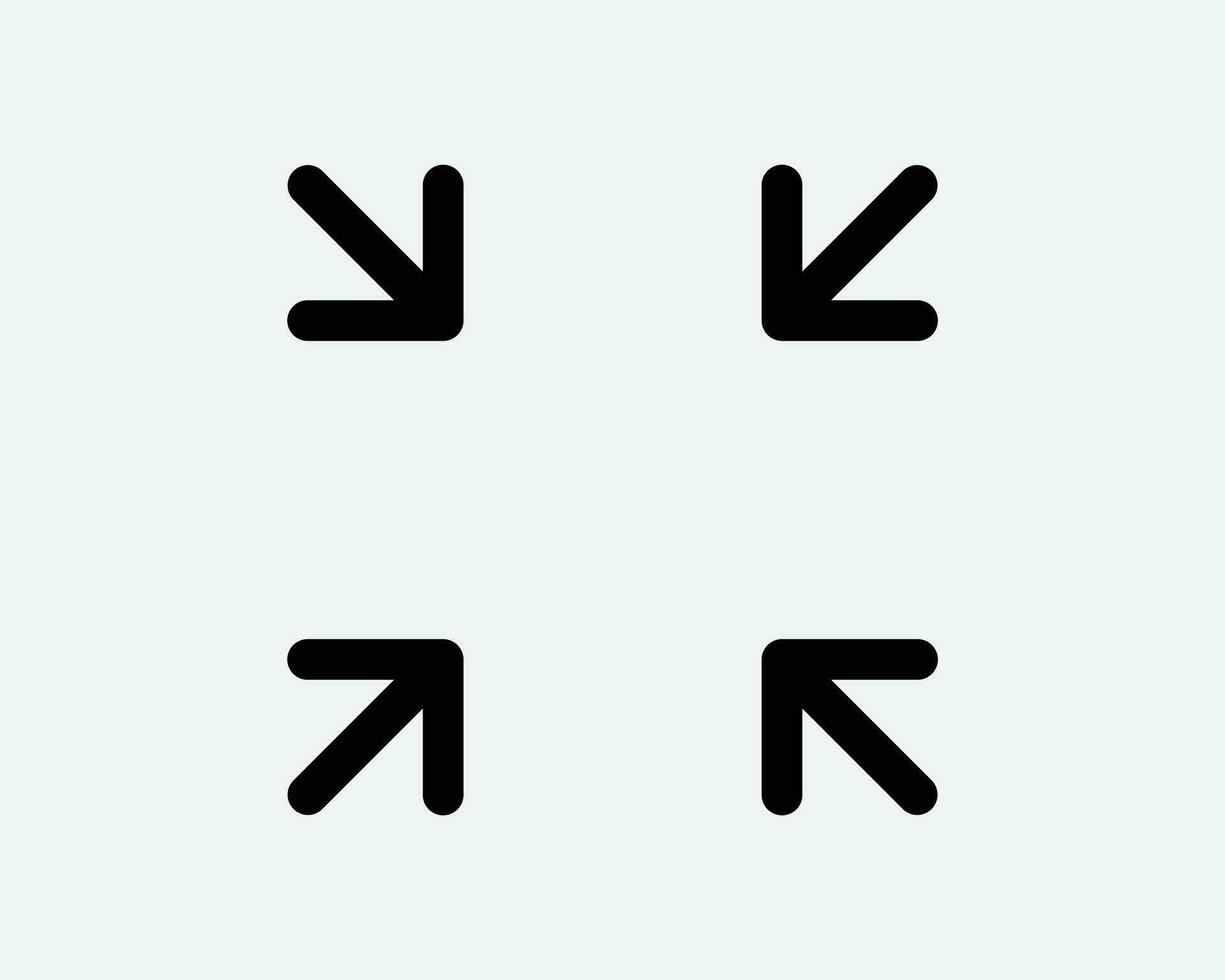 fyra pilar punkt i ikon 4 pil pekare zoom ut skala i mål riktning placera navigering svart vit form linje översikt tecken symbol eps vektor