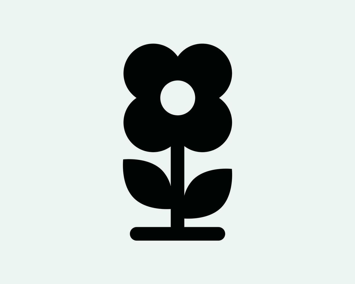 blomma växt ikon blommig sommar vår natur naturlig konst dekoration trädgård skönhet blomsterhandlare blomma svart vit översikt linje form tecken symbol eps vektor