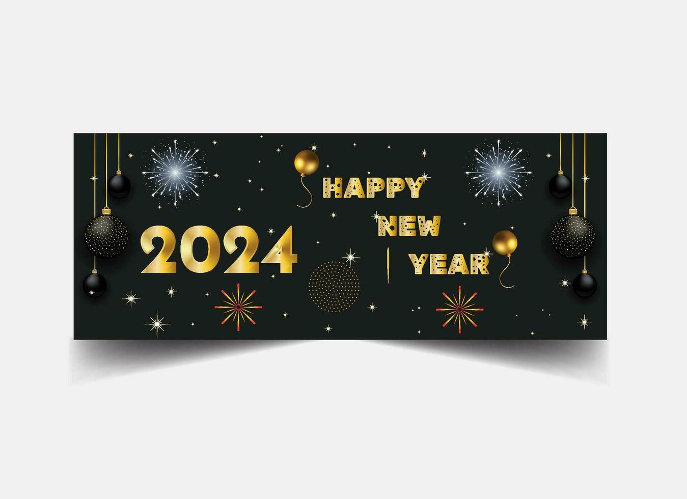 2024 Neu Jahr Feier Banner Vorlage golden Dekoration Vektor Illustration