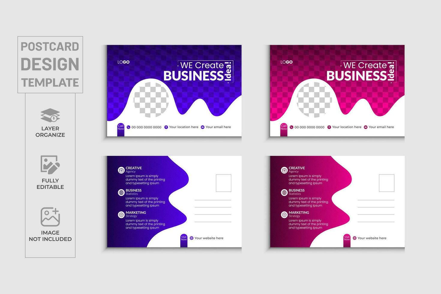 professionell modern företags- företag vykort mall eller marknadsföring byrå vykort design med 2 färg versioner vektor