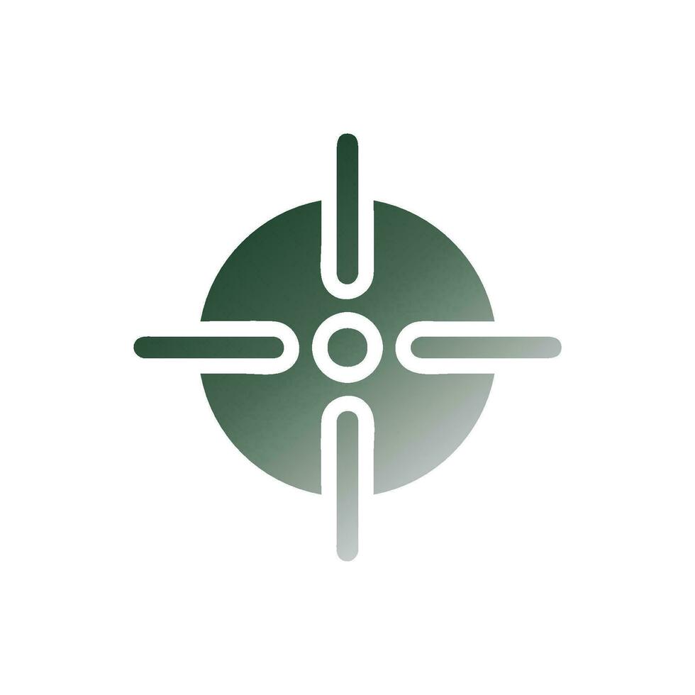 Ziel Symbol solide Gradient Grün Weiß Farbe Militär- Symbol perfekt. vektor