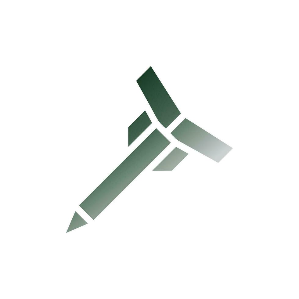 raket ikon fast lutning grön vit Färg militär symbol perfekt. vektor