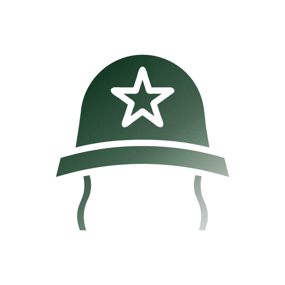 Helm Symbol solide Gradient Grün Weiß Farbe Militär- Symbol perfekt. vektor