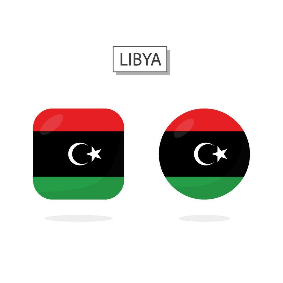 Flagge von Libyen 2 Formen Symbol 3d Karikatur Stil. vektor