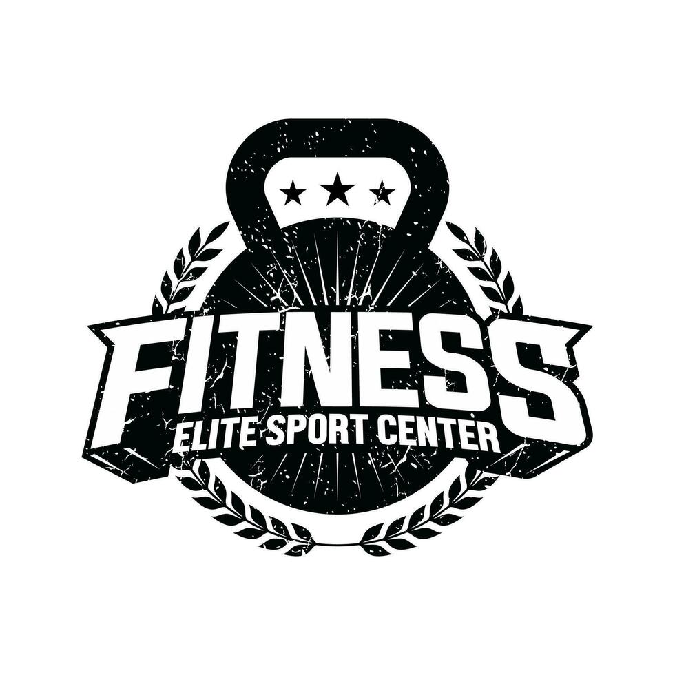 Jahrgang Kettlebell Fitnessstudio Fitness Logo Vektor Vorlage