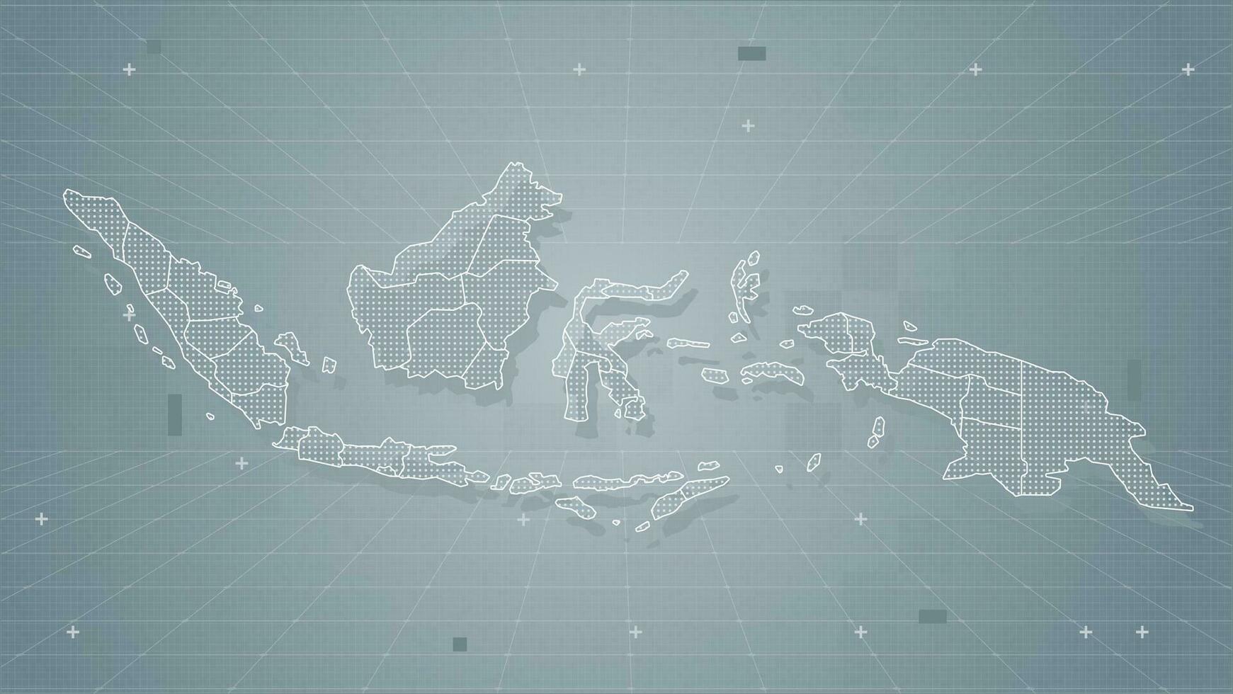 cool grau abstrak technologi Vektor Technik stilisiert modern Indonesien Karte Hintergrund stilisiert Drahtmodell und Punkte zum Daten Visualisierung und Infografiken hud gui ui