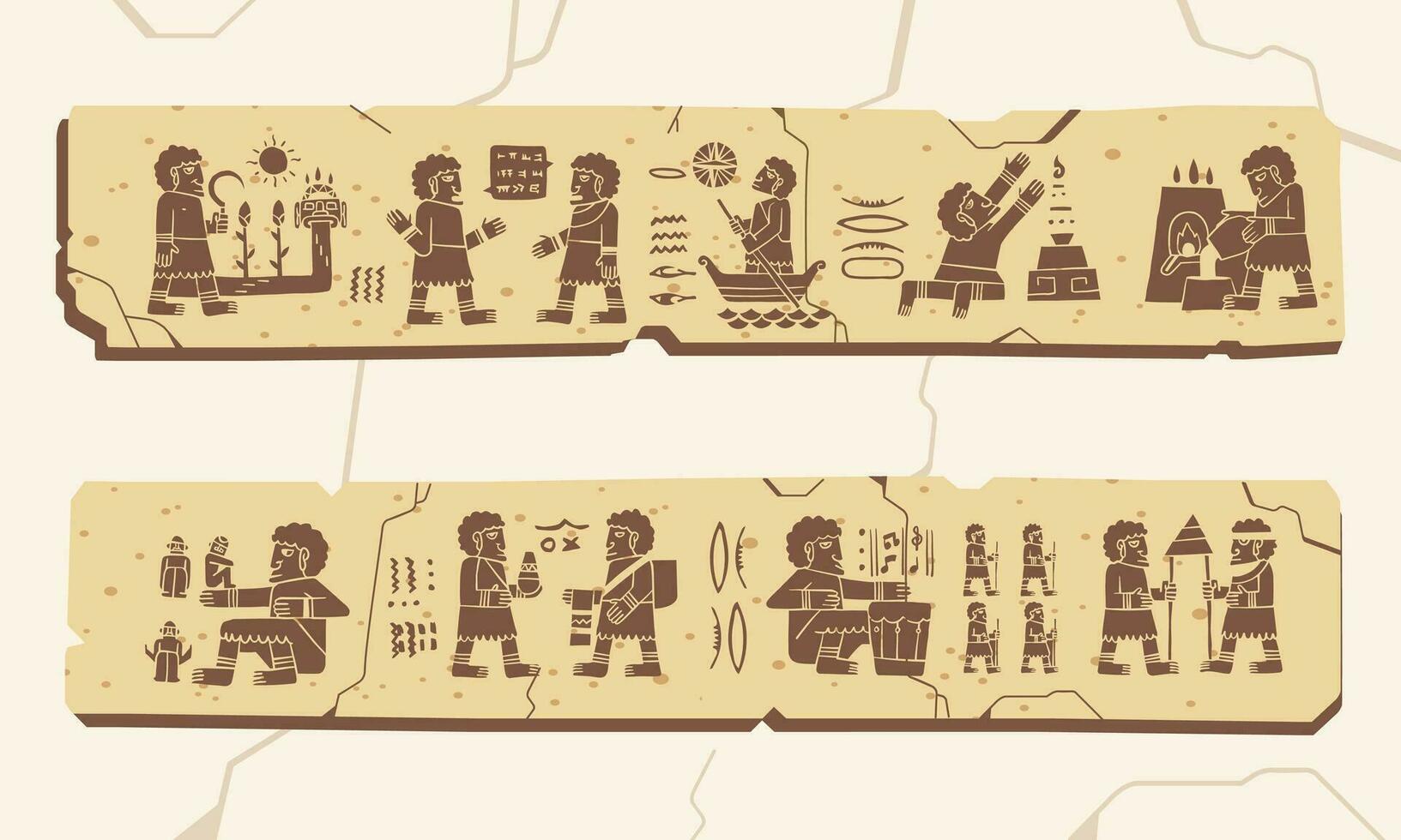 uralt hieroglyphisch Artefakte Das sagen Über uralt Mensch Kultur Vektor Illustration