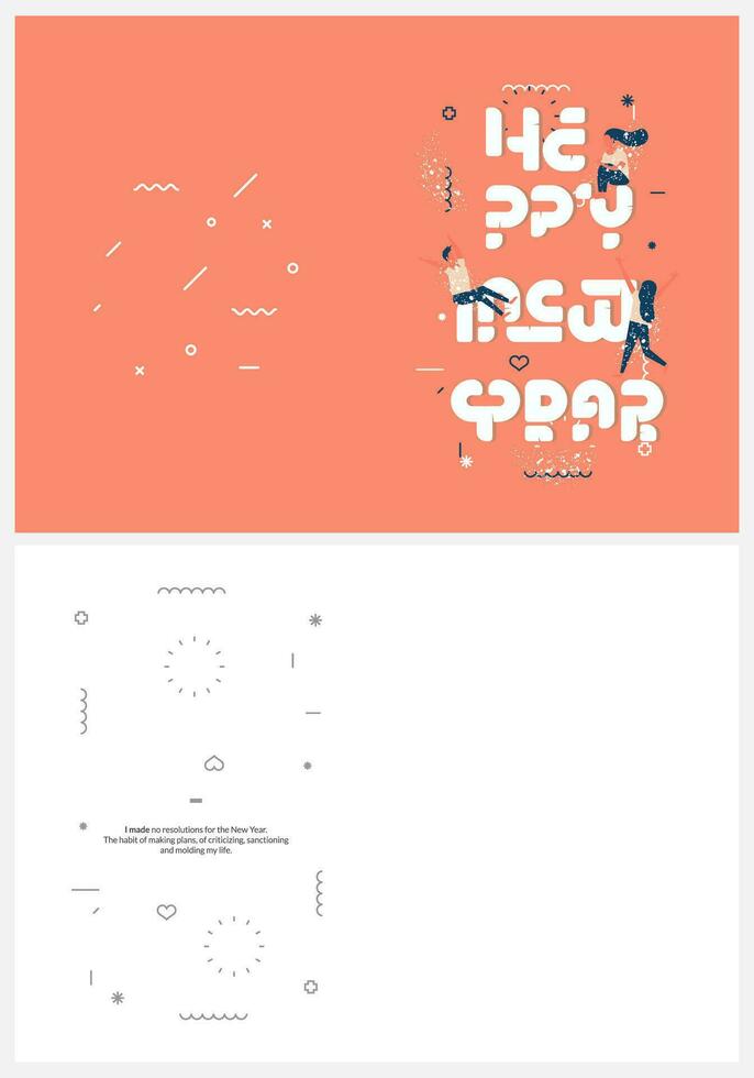 ny år kort typografi människor platt vektor