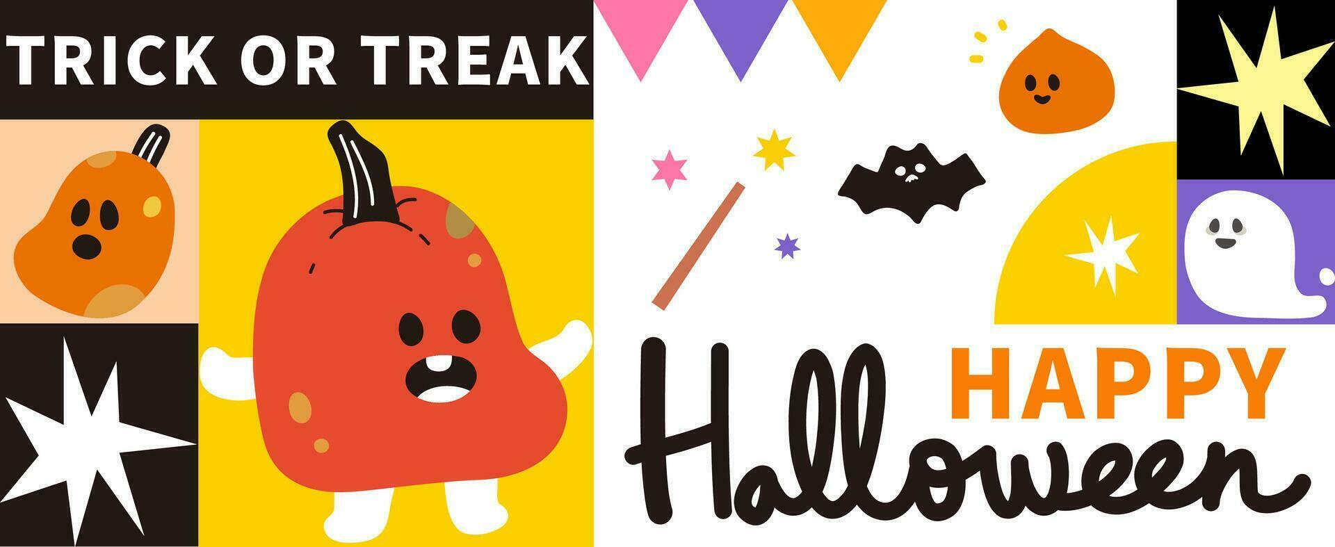 färgrik fest inbjudan kort för halloween. pumpa, försäljning affisch, mall ,baner. text halloween vektor