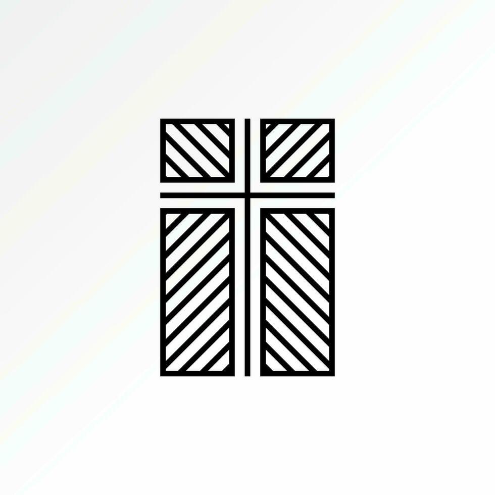 Logo Design Grafik Konzept kreativ abstrakt Prämie Vektor Zeichen Lager einzigartig Fenster Kunst Muster Christian Kreuz Kirche. verbunden zu Religion Innere