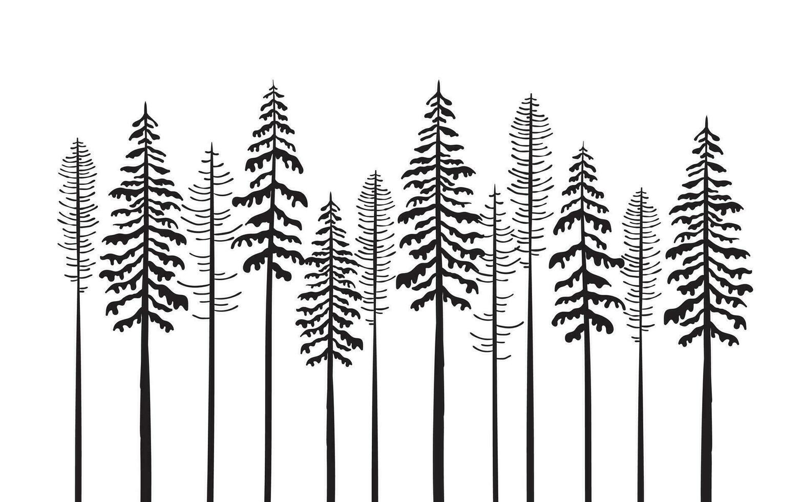 Baum Silhouetten. Design Elemente. Bilder von Tannen und Kiefern. Vektor skalierbar Grafik