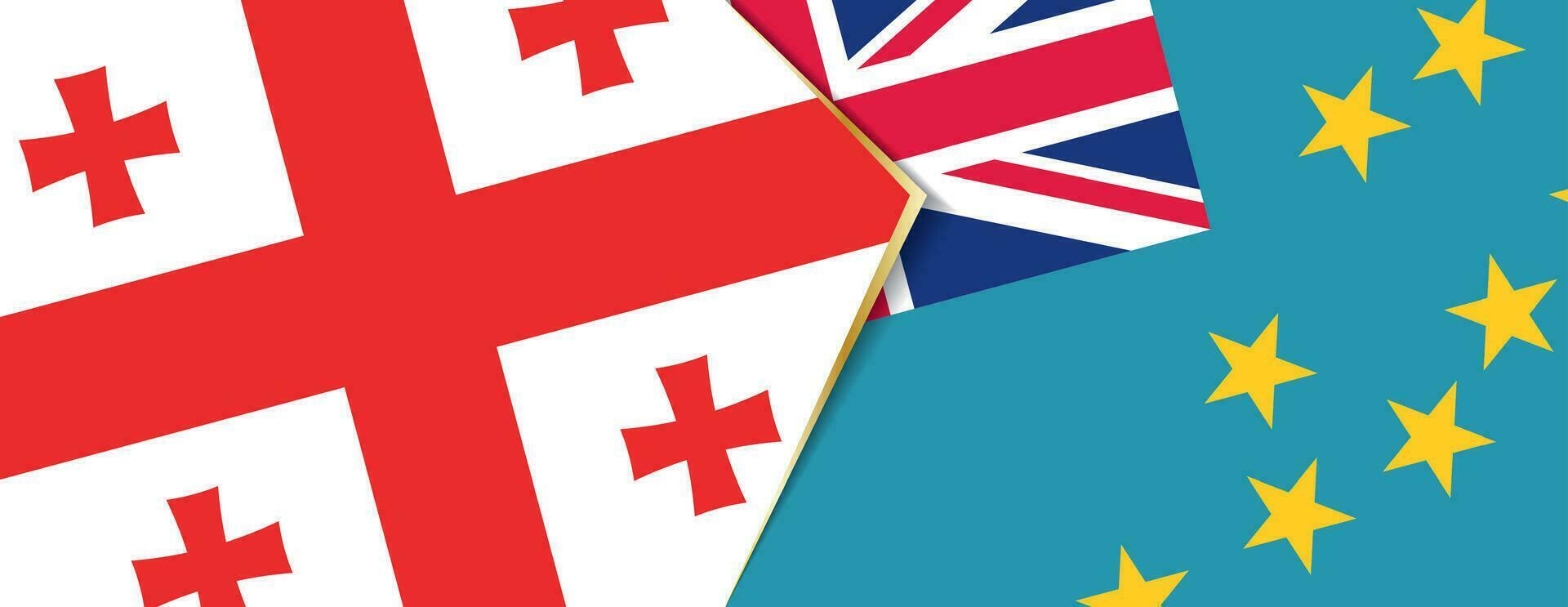 Georgia und Tuvalu Flaggen, zwei Vektor Flaggen.