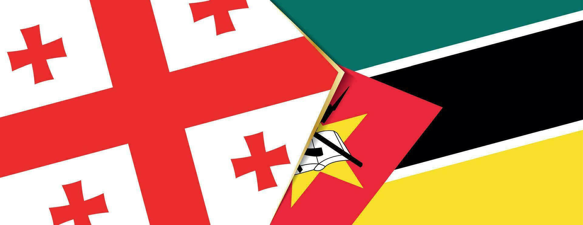Georgia und Mozambique Flaggen, zwei Vektor Flaggen.