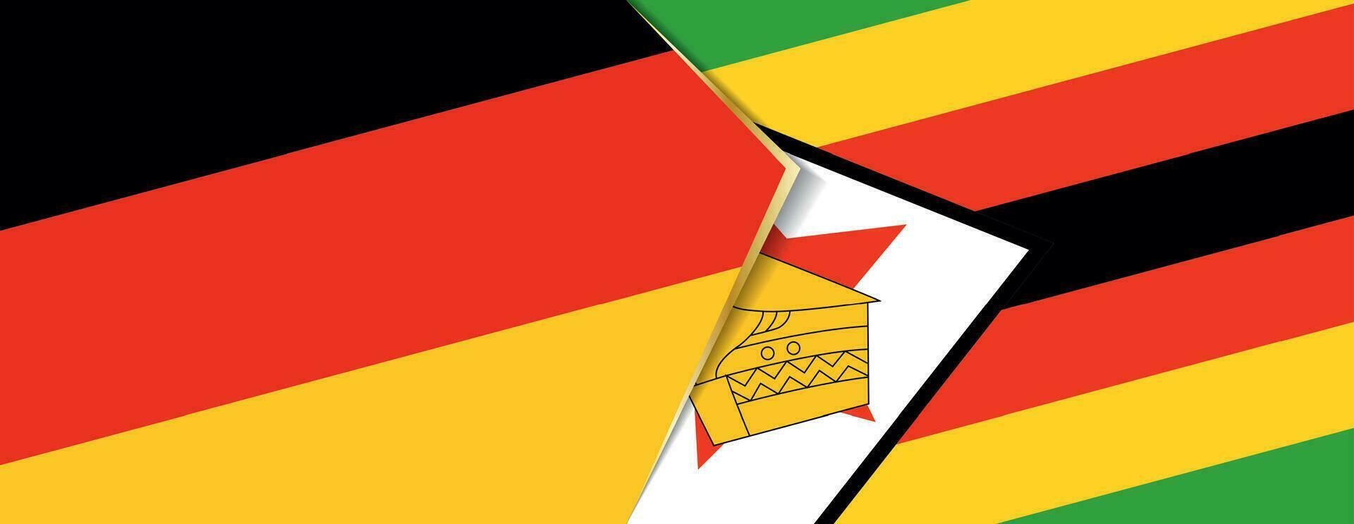 Deutschland und Zimbabwe Flaggen, zwei Vektor Flaggen.