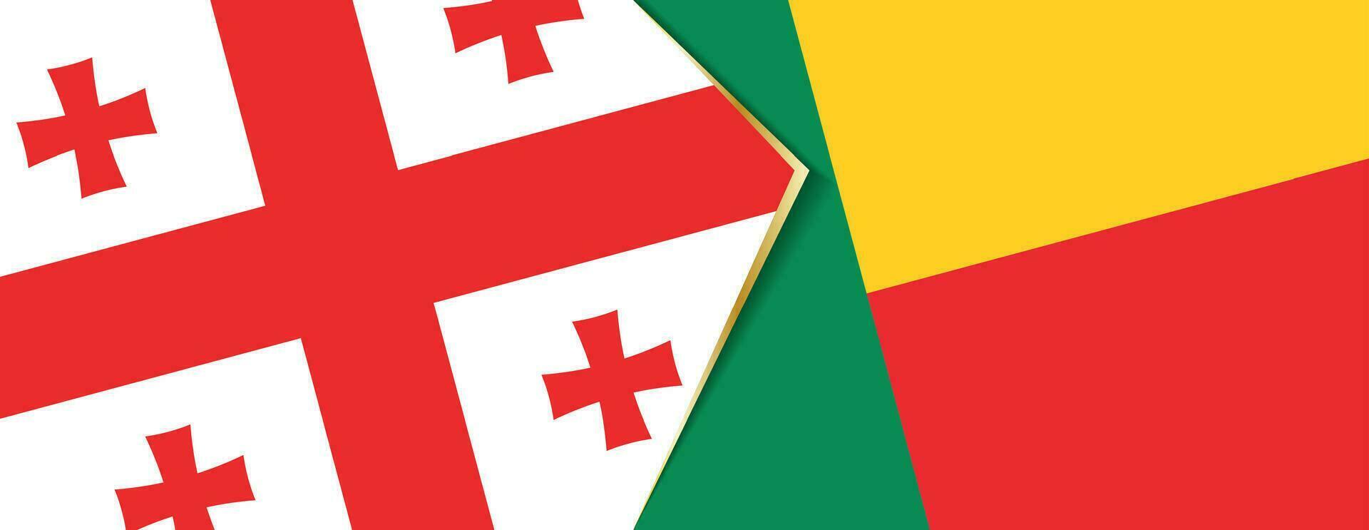 Georgia und Benin Flaggen, zwei Vektor Flaggen.
