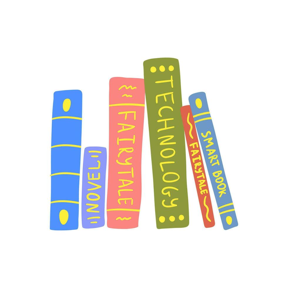 tecknad serie Färg stack annorlunda stack böcker och Handledningar uppsättning begrepp. vektor