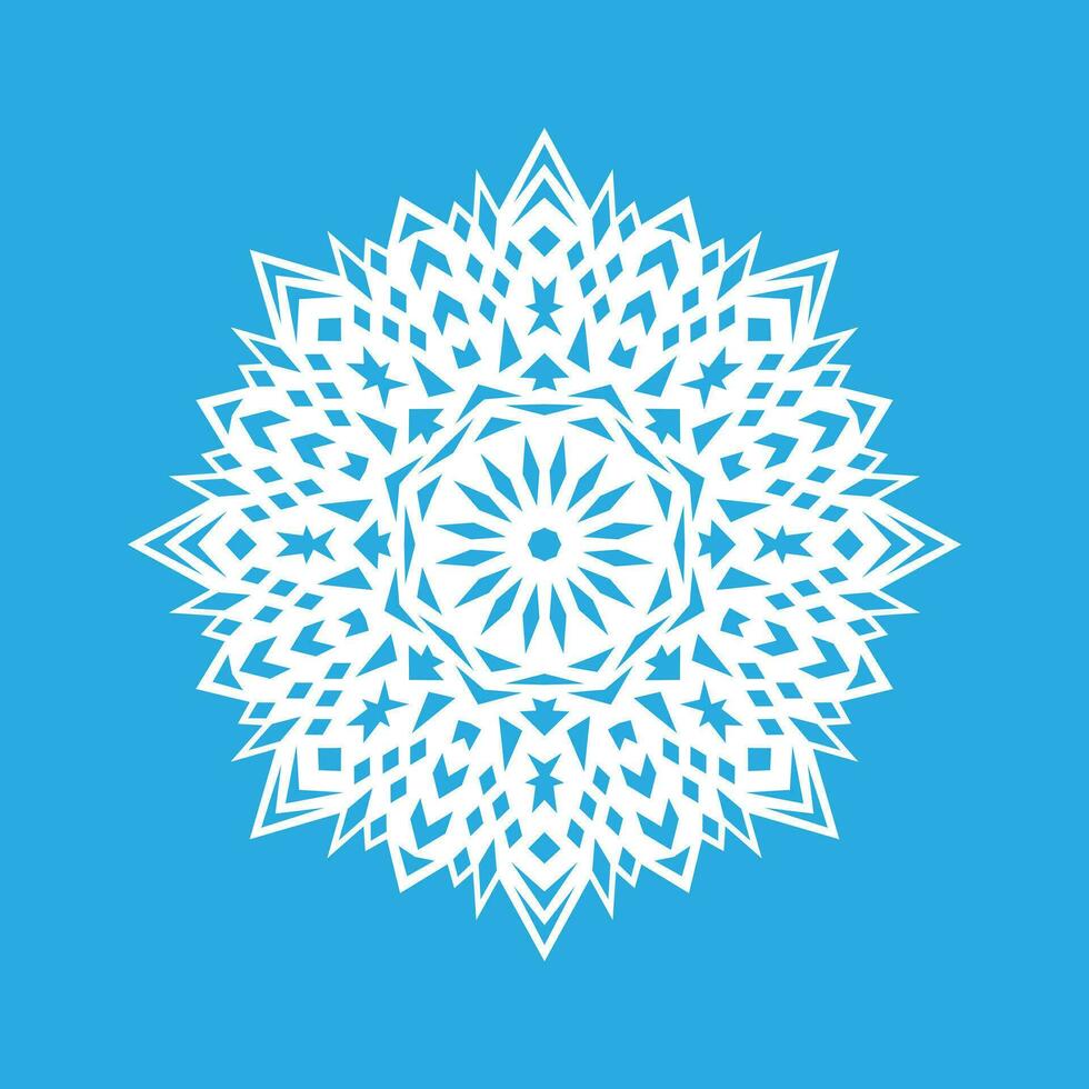 Vektor Illustration. Weiß Schneeflocke Symbol auf ein Blau Hintergrund. Winter.