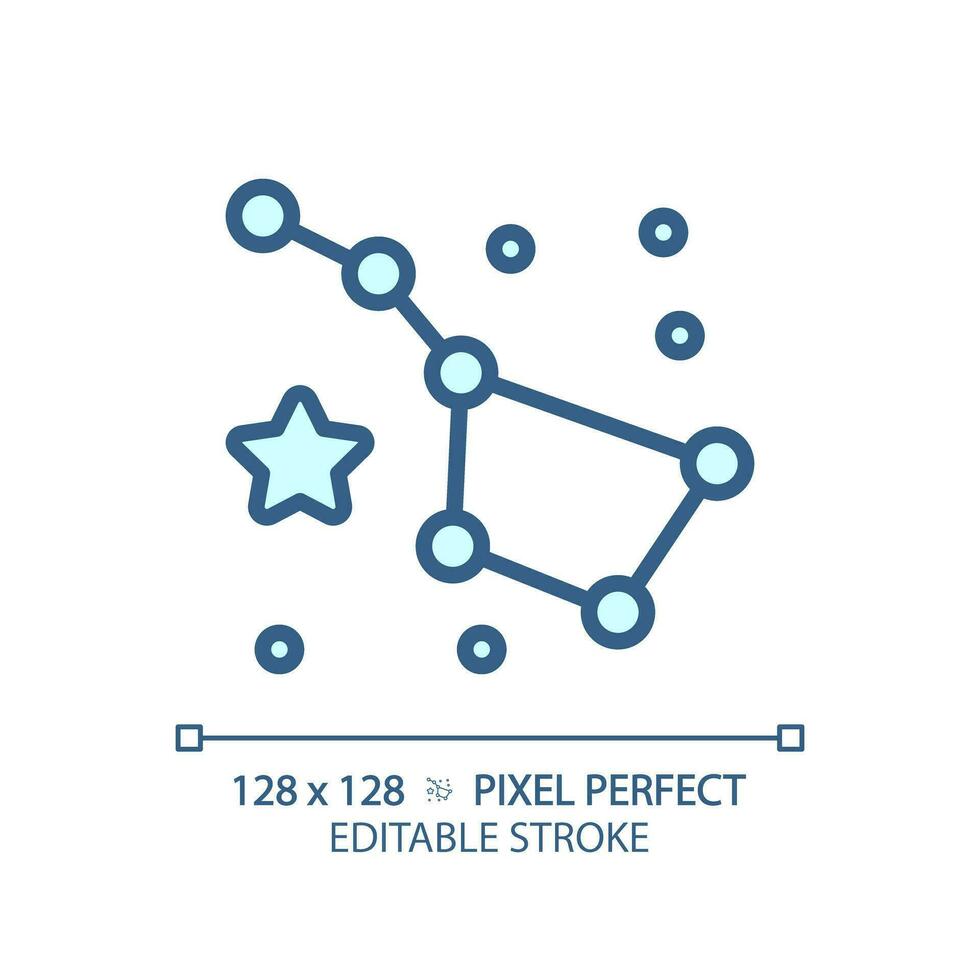 konstellation pixel perfekt ljus blå ikon. natt himmel. stjärna Diagram. stor dipper. himmelsk navigering. rgb Färg tecken. enkel design. webb symbol. kontur linje. platt illustration. isolerat objekt vektor