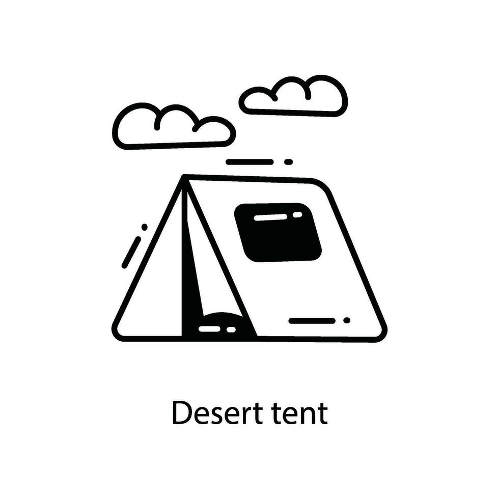 öken- tält klotter ikon design illustration. resa symbol på vit bakgrund eps 10 fil vektor