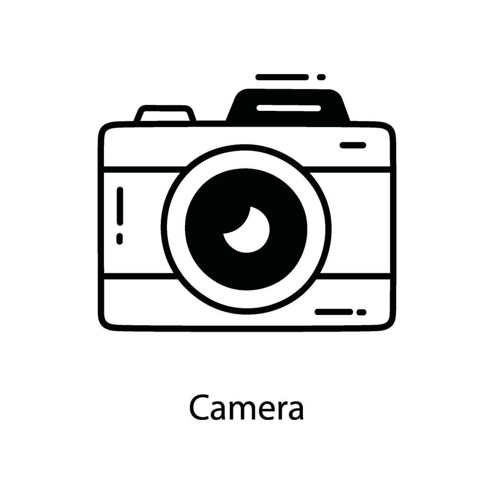 kamera klotter ikon design illustration. resa symbol på vit bakgrund eps 10 fil vektor