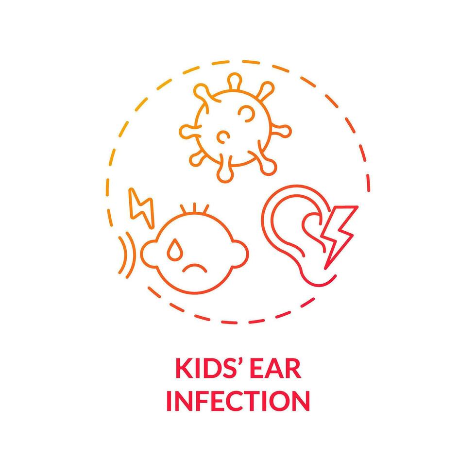 2d Gradient Symbol Kinder Ohr Infektion Konzept, isoliert Vektor, Illustration Darstellen Erziehung Kinder mit Gesundheit Themen. vektor