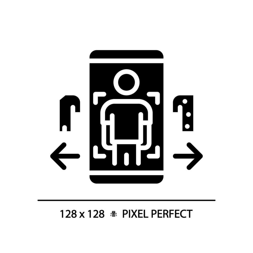 2d Pixel perfekt Glyphe Stil Handy, Mobiltelefon App Symbol, isoliert Vektor, Silhouette Illustration Darstellen vr, ar und Herr. vektor