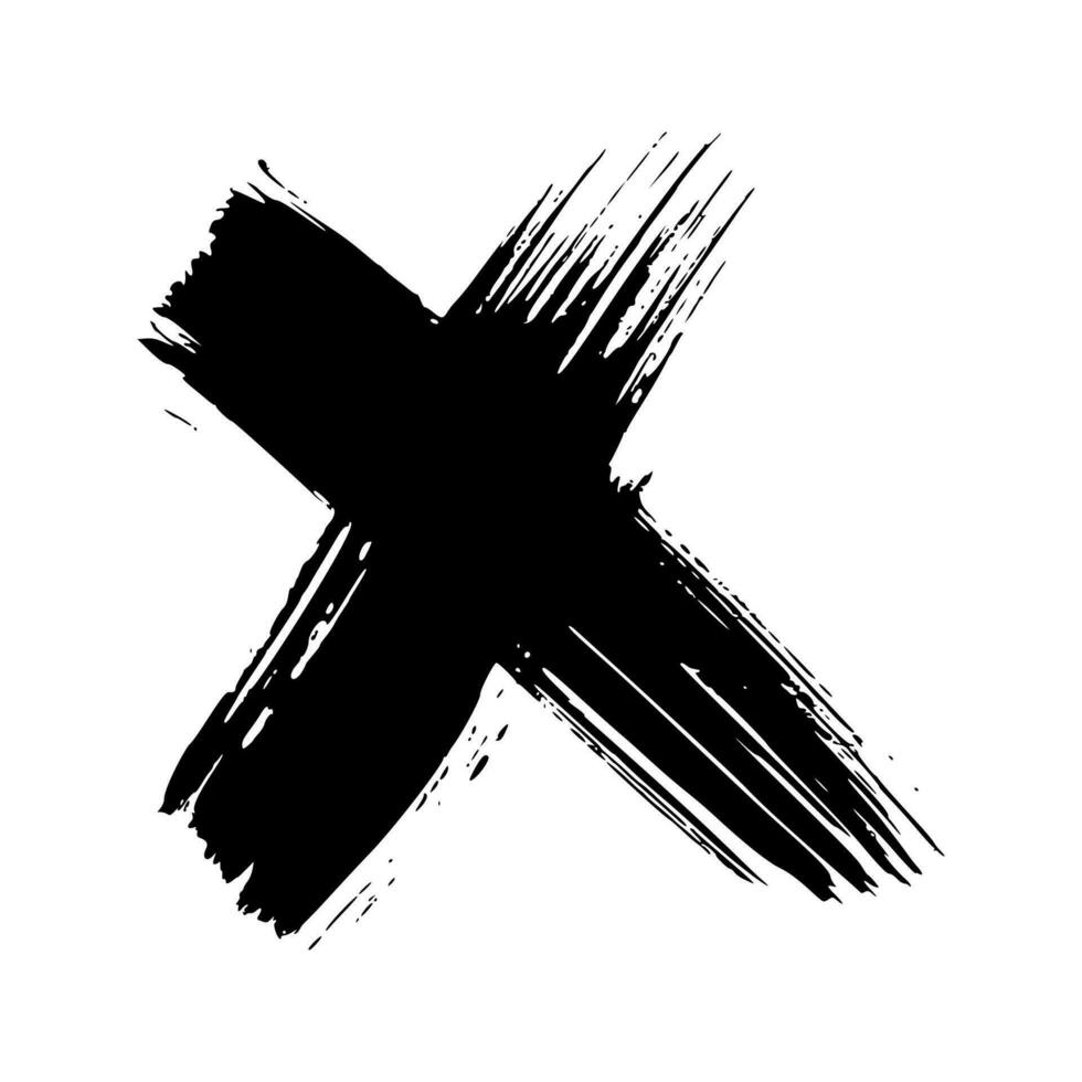 schwarz Hand gezeichnet Kreuz Symbol vektor