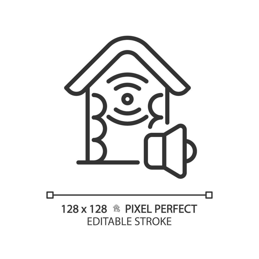 2d Pixel perfekt editierbar Schallschutz Wände schwarz Symbol, isoliert Vektor, Schalldämmung dünn Linie Illustration. vektor