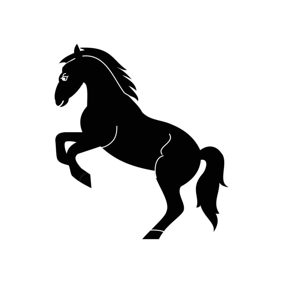 svart silhuett av en häst på en vit bakgrund. vektor illustration. djur- och vilda djur och växter silhuett ikon symbol