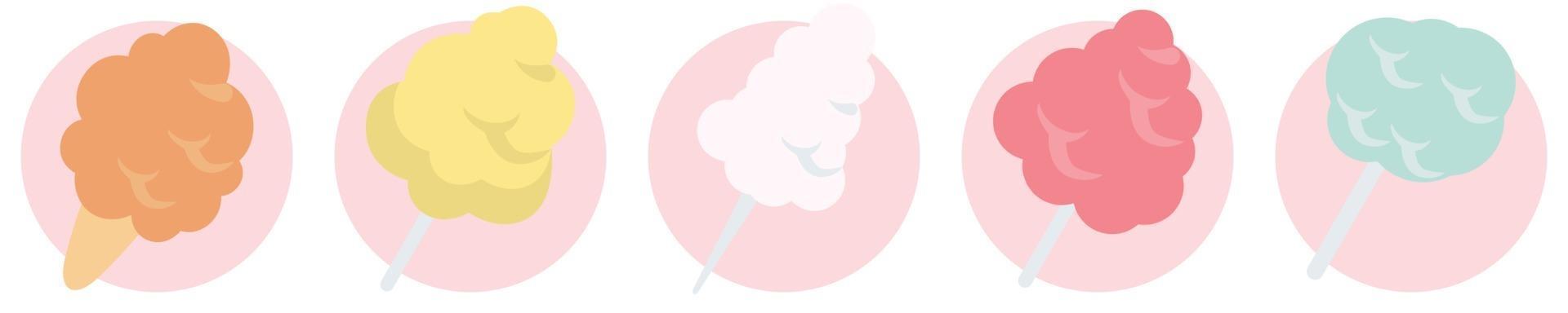 Illustration von bunten Zuckerwatte auf weißem Hintergrund vektor