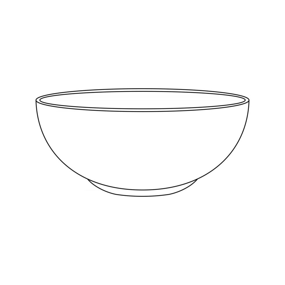 Symbol für leere Schüssel im linearen Stil. Speiseteller für Suppe oder Salat vektor