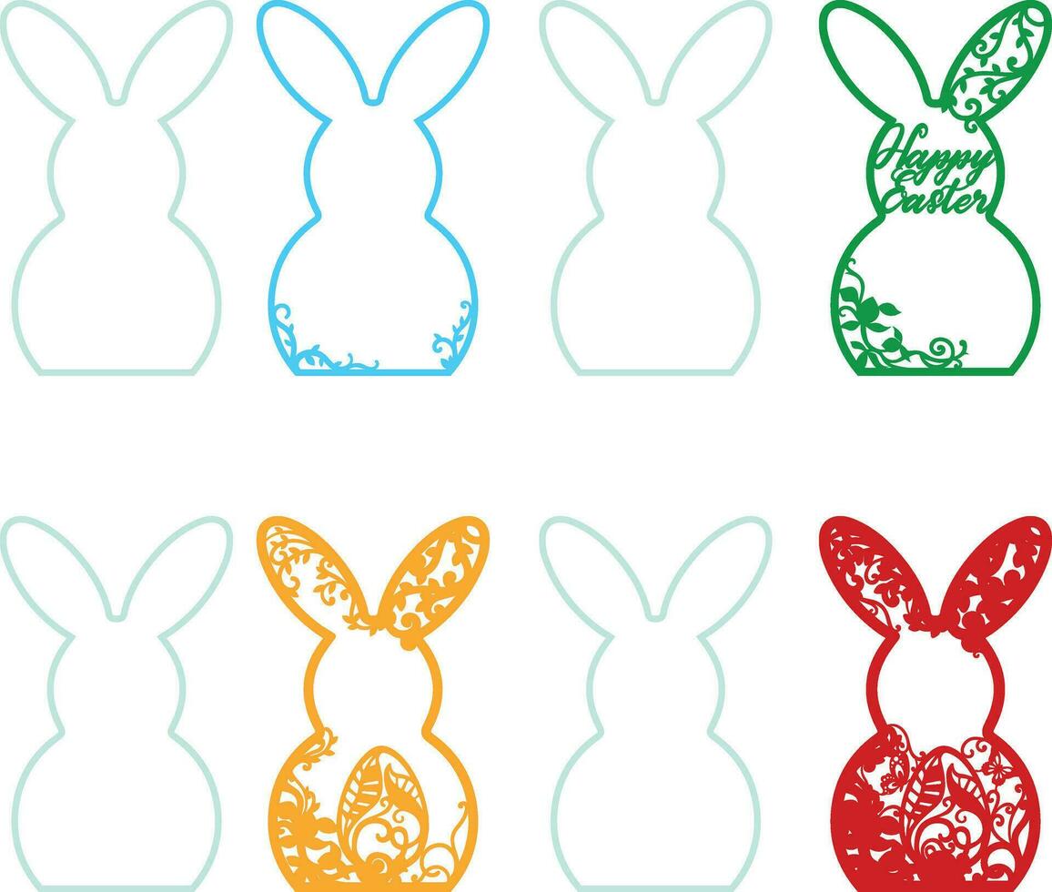 påsk kanin dekorationer flerskiktad fil vektor