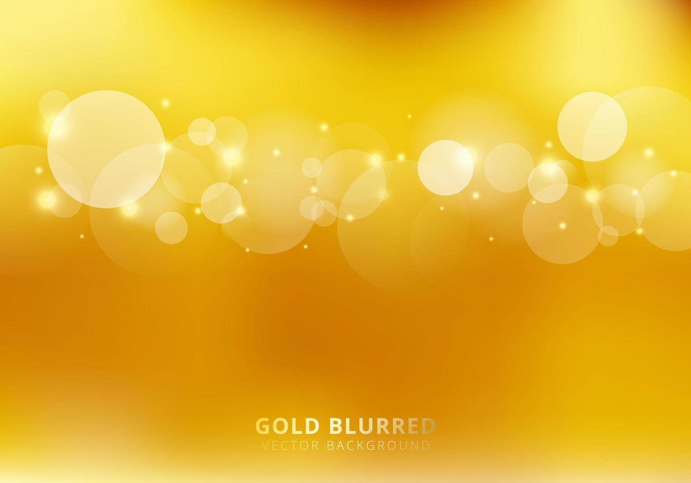 abstrakter Gold unscharfer Hintergrund mit Kreisen Bokeh und Funkeln vektor