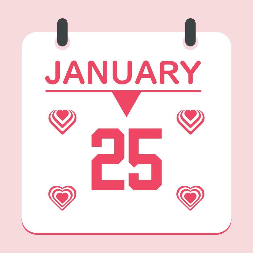 Tage 25 von Monat Januar, Täglich Kalender Symbol Design vektor