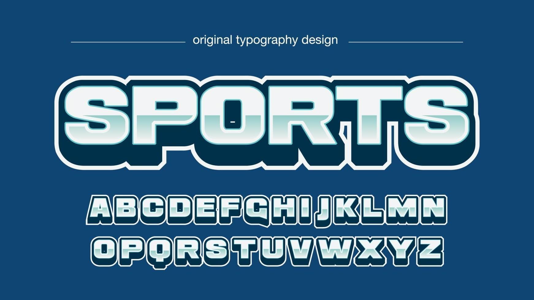 blaue und metallische 3D-Sporttypografie vektor