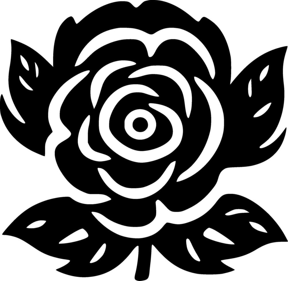 Rose - - schwarz und Weiß isoliert Symbol - - Vektor Illustration