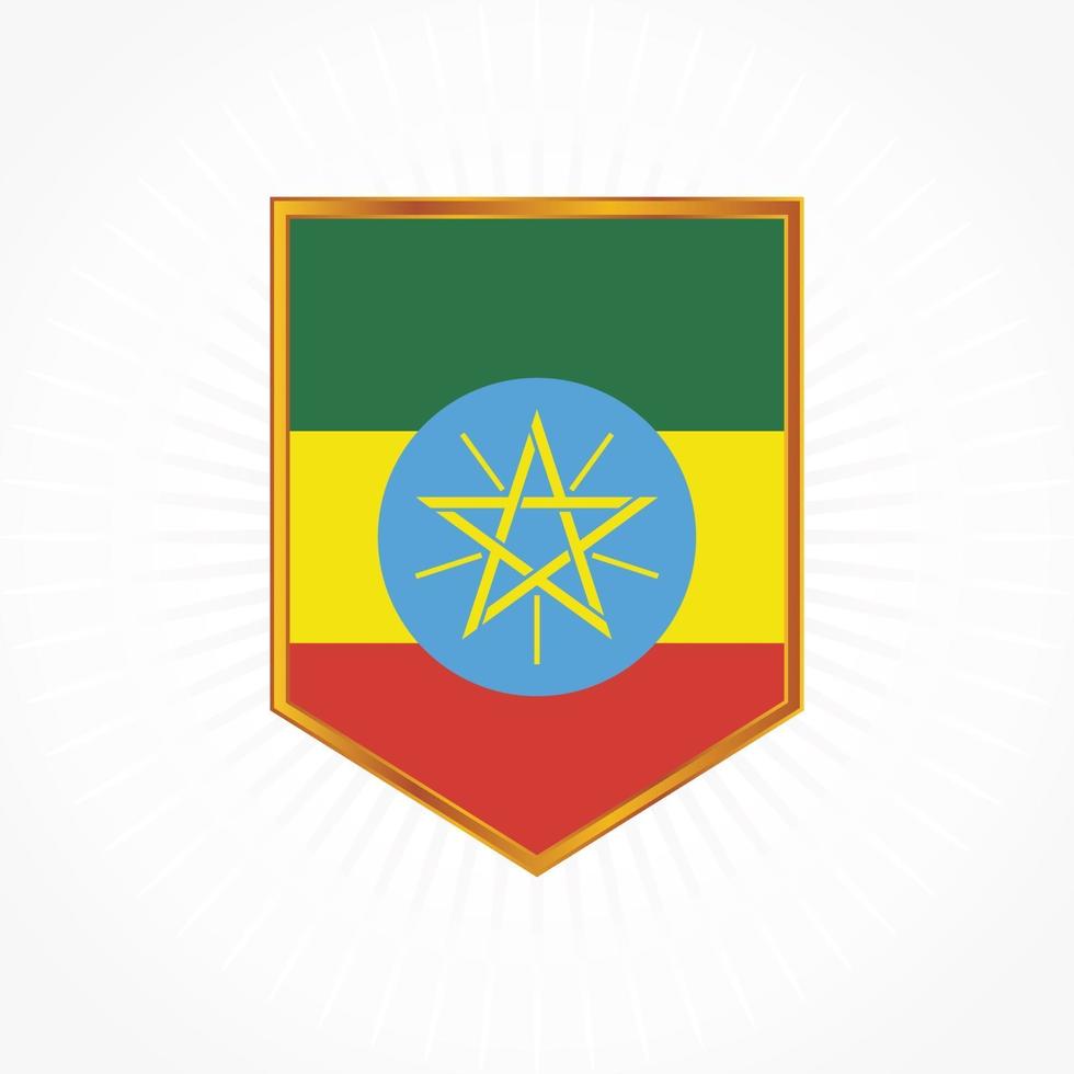 Etiopiens flaggvektor med sköldram vektor