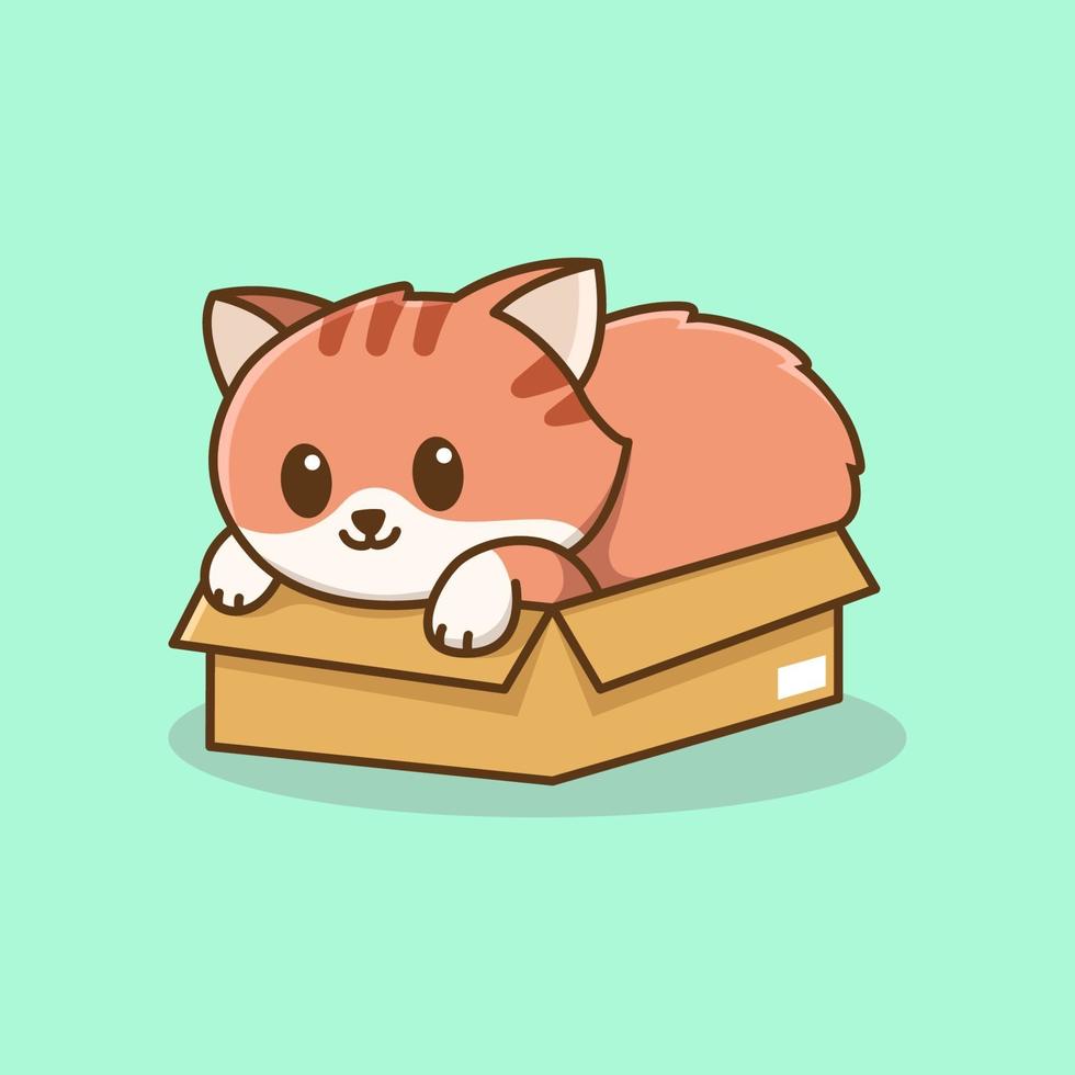 katt i lådan tecknad illustration vektor