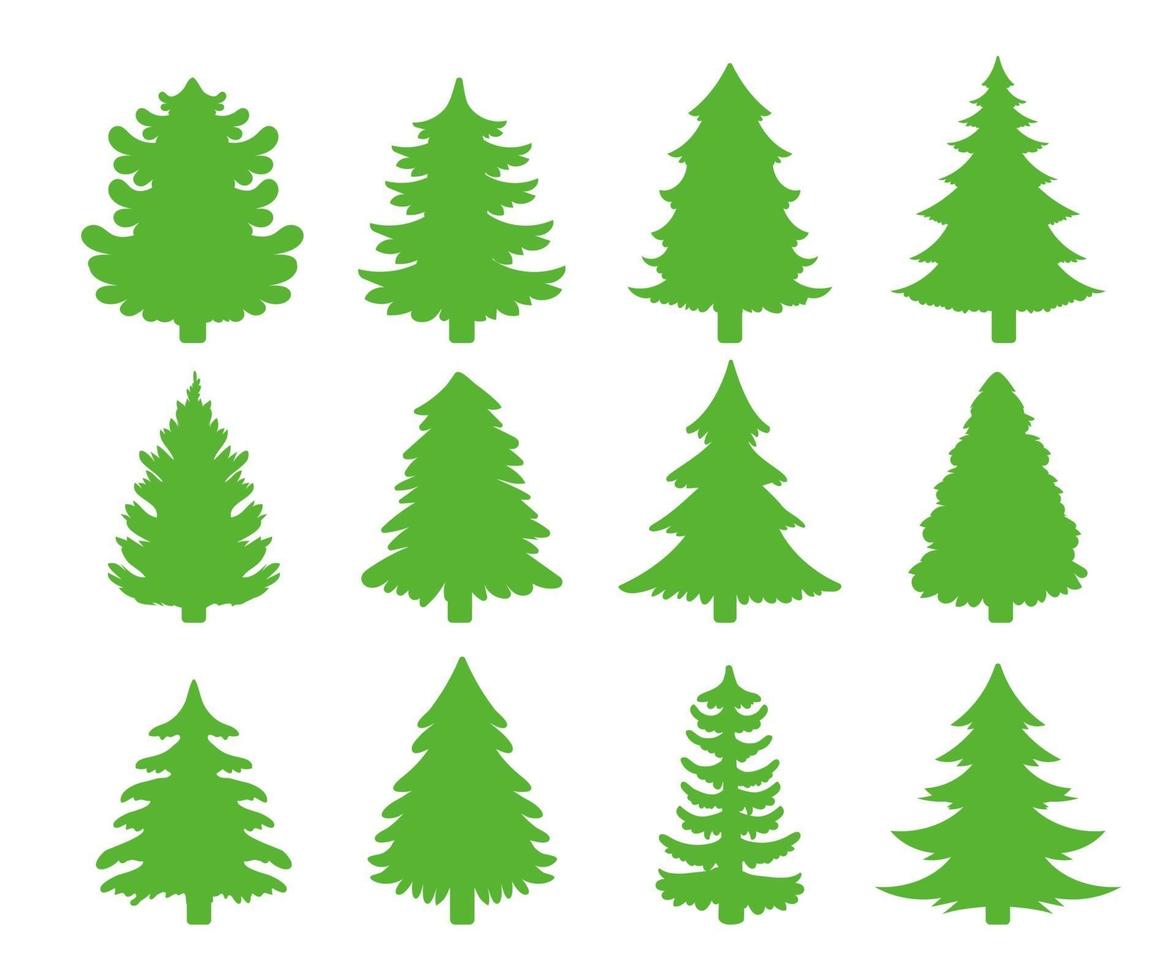 Weihnachtsbaum-Silhouette-Vektor zum Dekorieren mit Geschenken und Sternen vektor