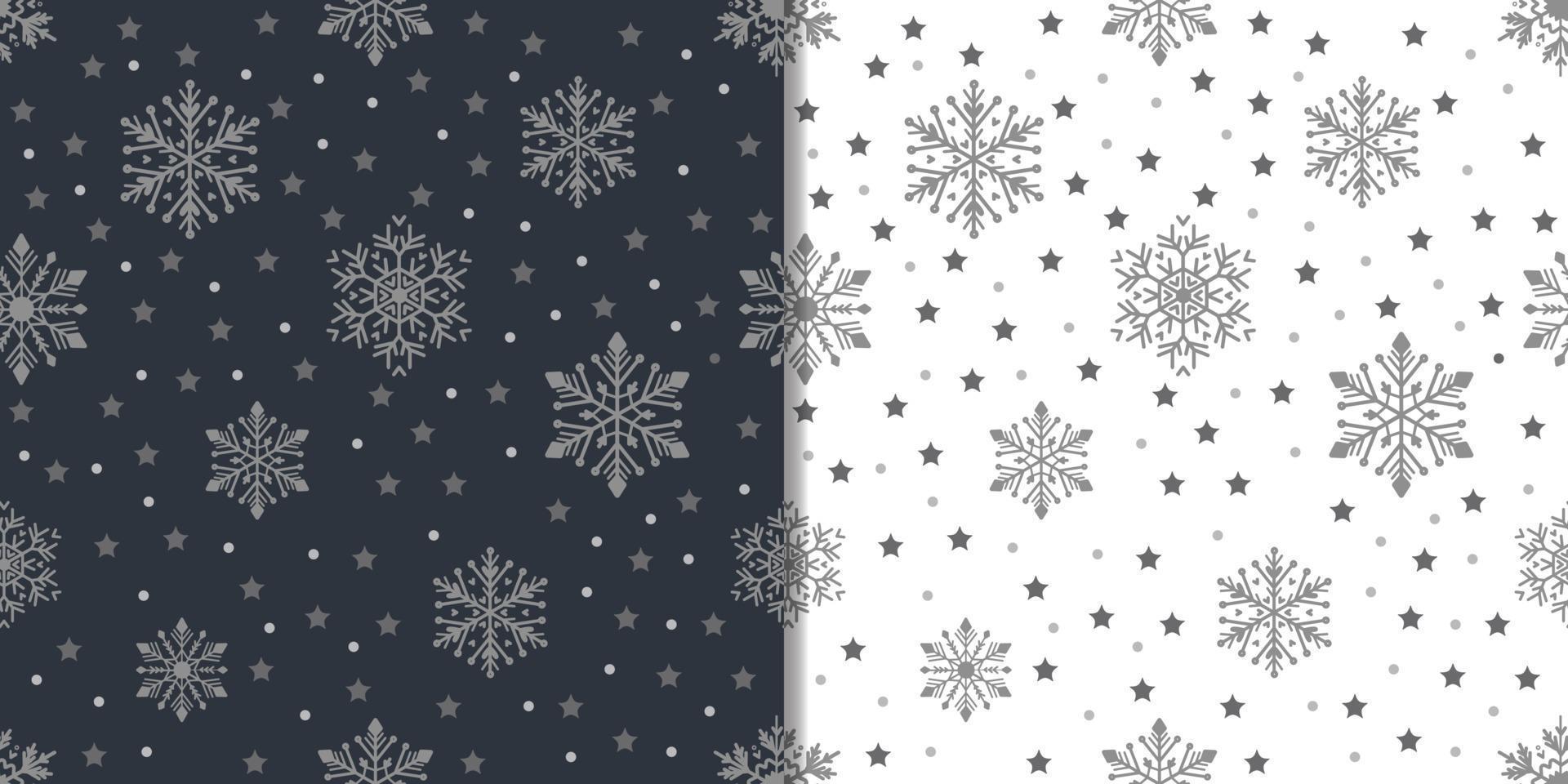 Weihnachtssüße Schneeflocken mit nahtlosem Muster eingestellt vektor