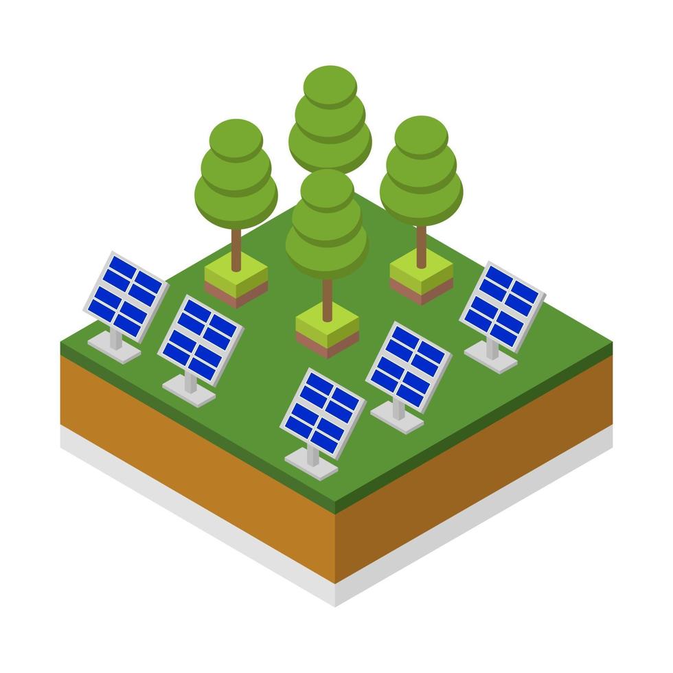 isometrisches Solarpanel auf weißem Hintergrund vektor