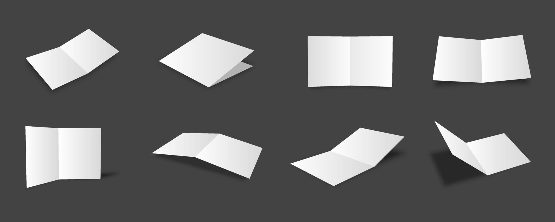 blank vit bifold broschyr mockups samling vektor