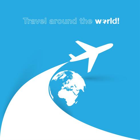 Reisen Sie um die Welt Flugzeug-Symbol vektor