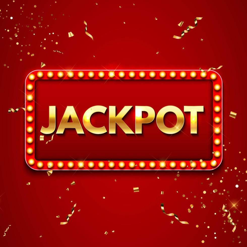 Jackpot-Hintergrund mit fallendem Goldkonfetti. Casino oder Lotterie vektor