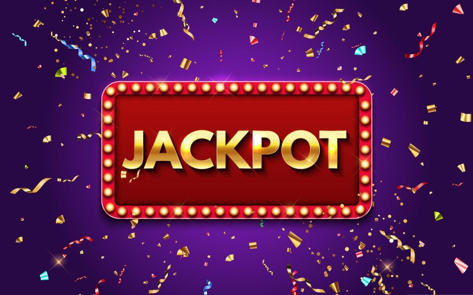 Jackpot-Hintergrund mit fallendem Goldkonfetti. Casino oder Lotterie vektor